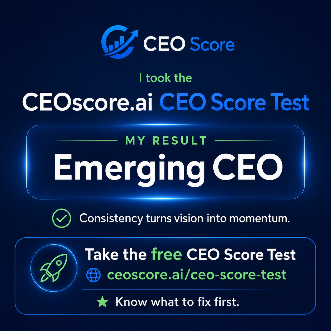 Emerging CEO Score share graphic